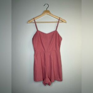 Forever 21 linen-blend romper in dusty rose